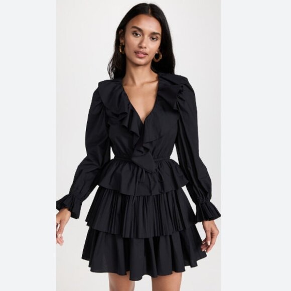Ulla Johnson Lola Tiered Ruffle Mini Dress Black Size 4 - Picture 1 of 13